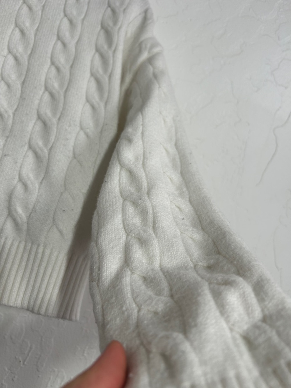 Women's Soft Cable Knit Crop Sweater - White - Picture 6 of 6